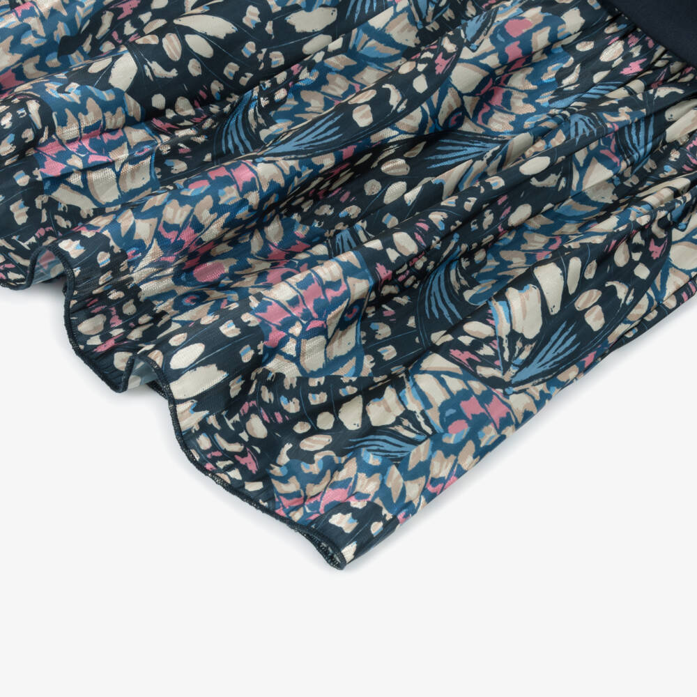 Le Chic-Girls Navy Blue Jersey Butterfly Print Dress | Childrensalon Outlet