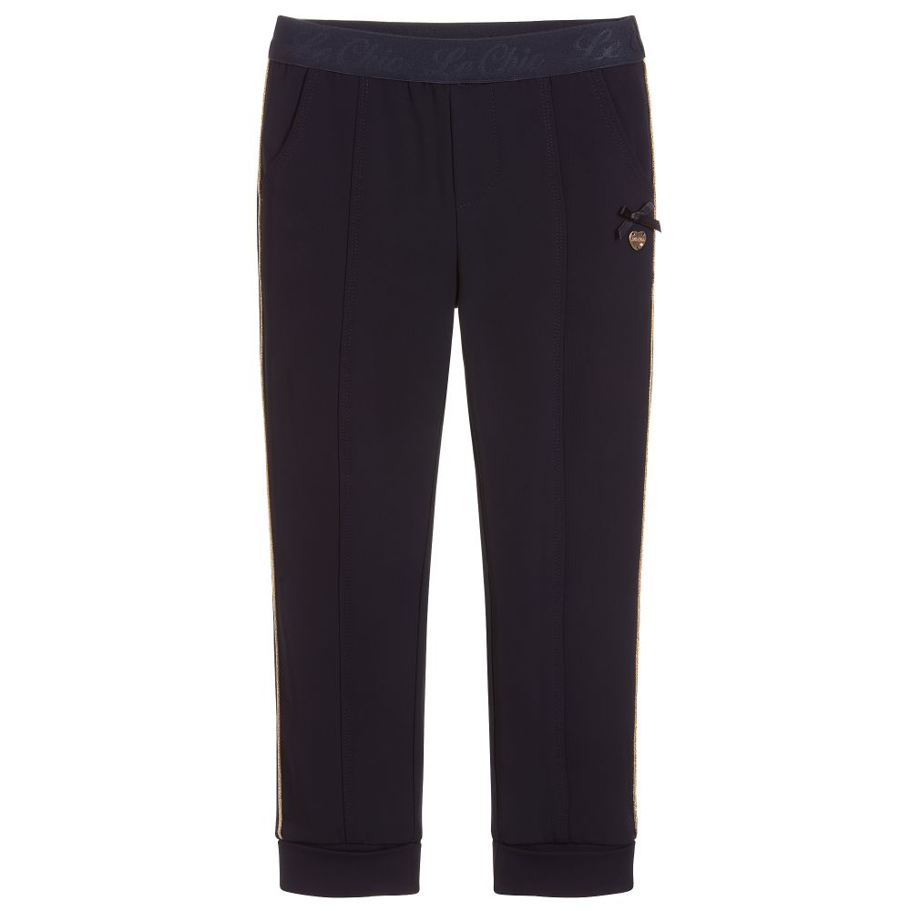 Le Chic - Girls Navy Blue Joggers | Childrensalon