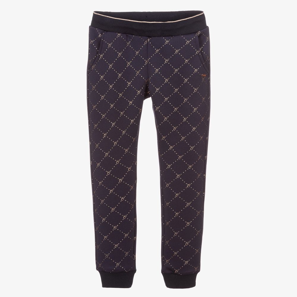 Le Chic - Girls Navy Blue Logo Joggers | Childrensalon