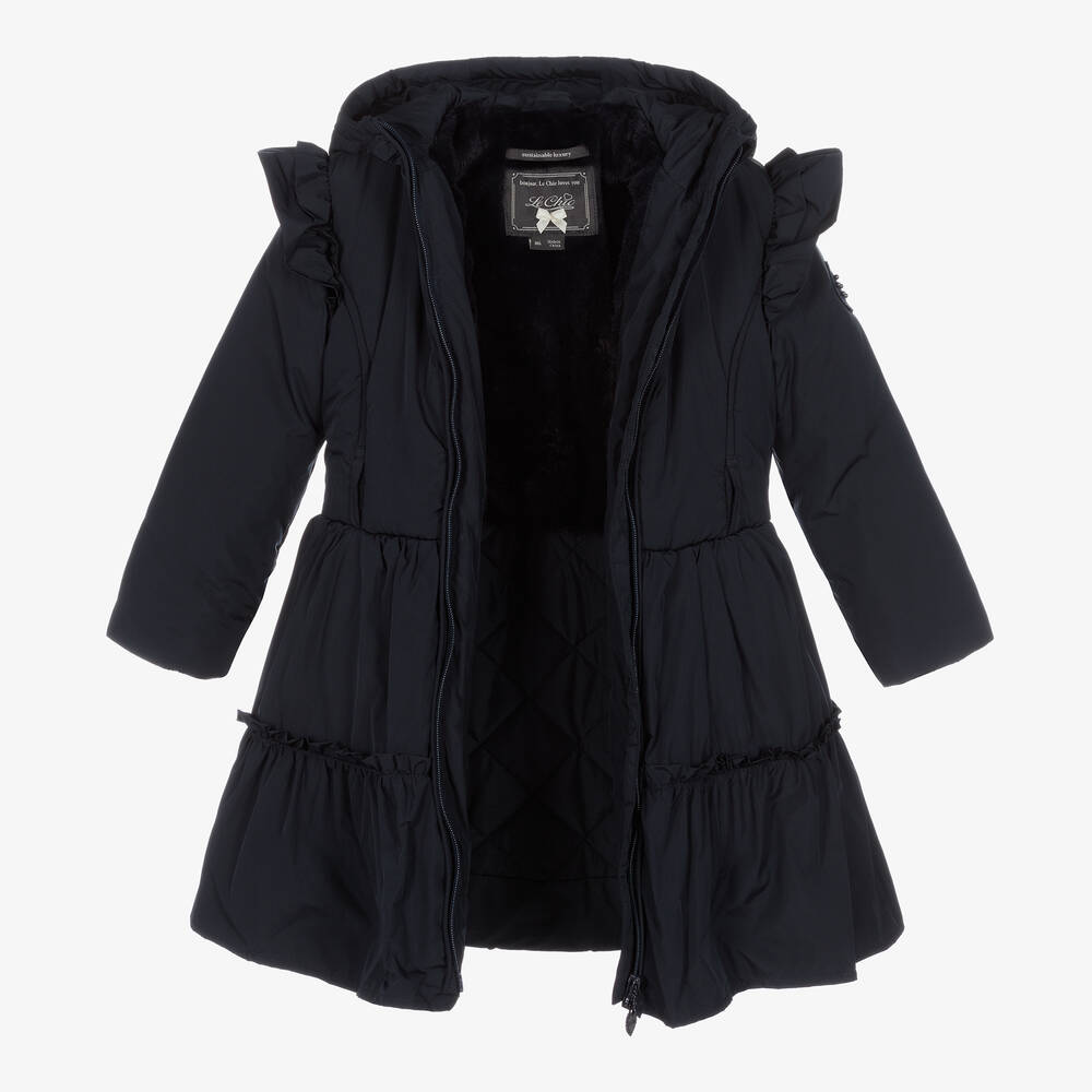 Le Chic-Girls Navy Blue Puffer Coat | Childrensalon Outlet