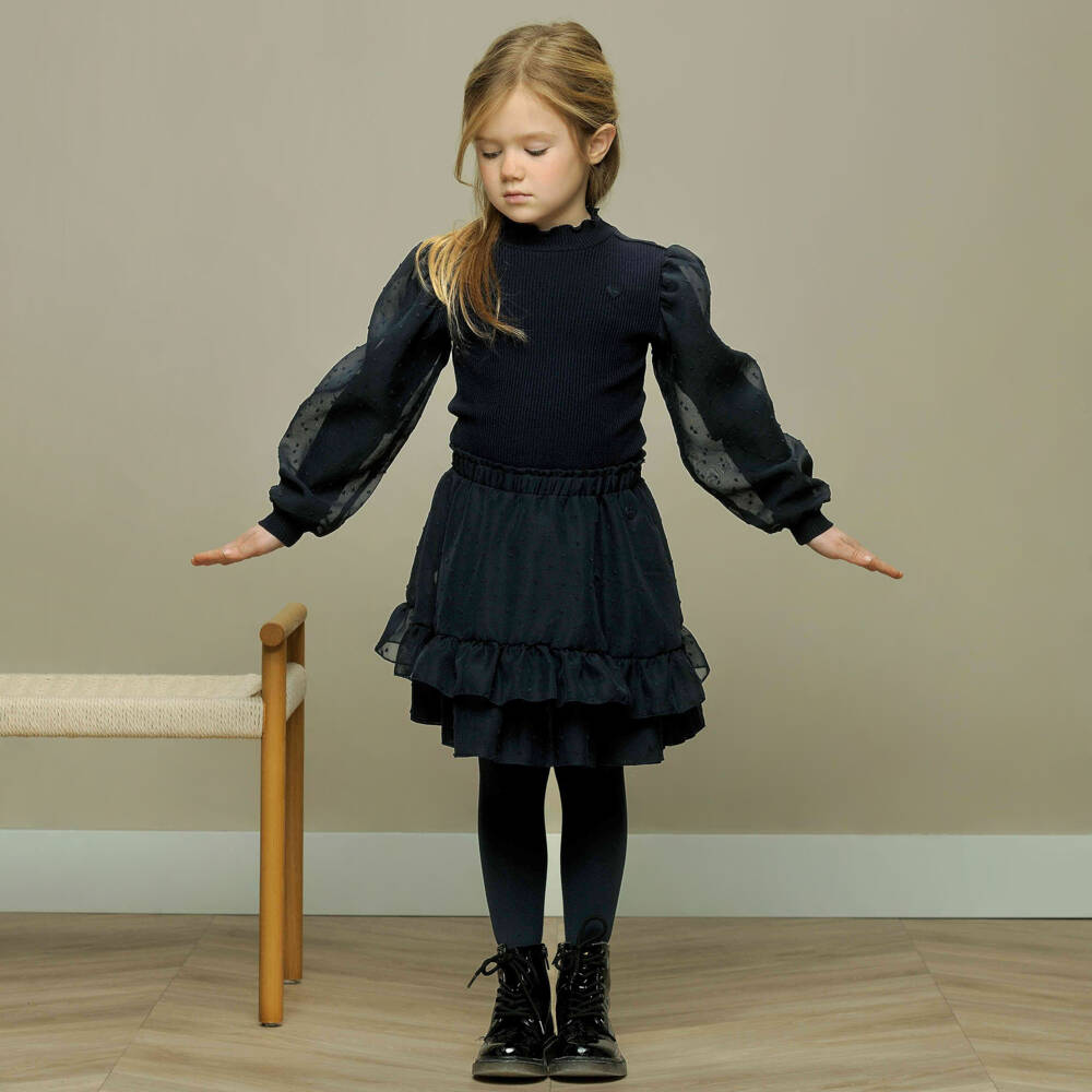 Le Chic Girls Navy Blue Ribbed Sweater Childrensalon Outlet Le Chic Girls Navy Blue Ribbed Sweater Childrensalon Outlet