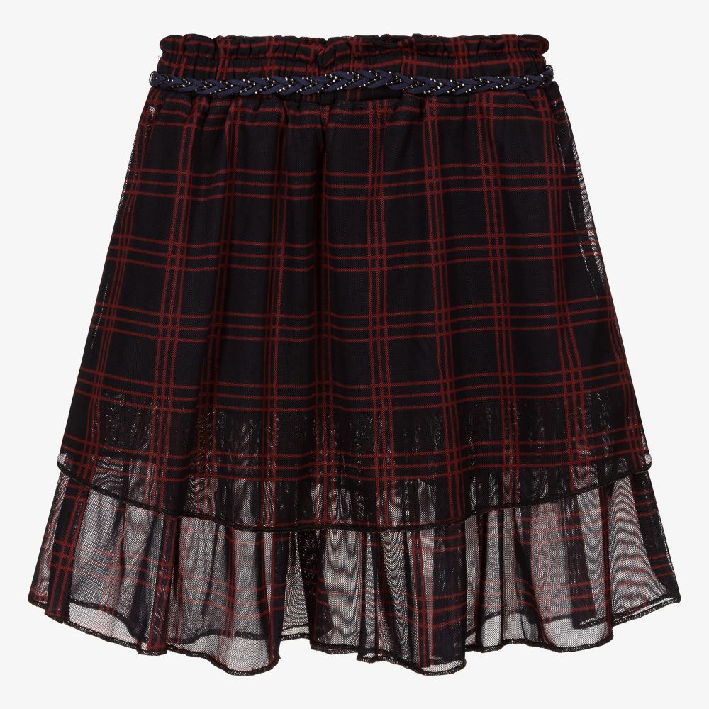 Red and navy tartan skirt cheap