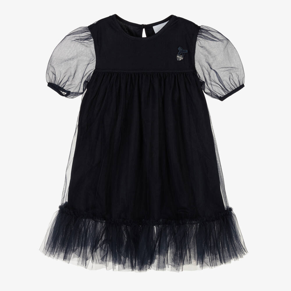 Le Chic-Girls Navy Blue Tulle Dress | Childrensalon Outlet