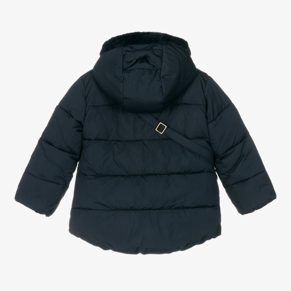 Le Chic-معطف بافر بهودي وحقيبة لون كحلي | Childrensalon Outlet