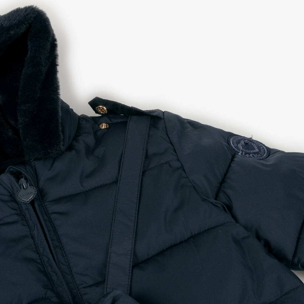 Le Chic-معطف بافر بهودي وحقيبة لون كحلي | Childrensalon Outlet