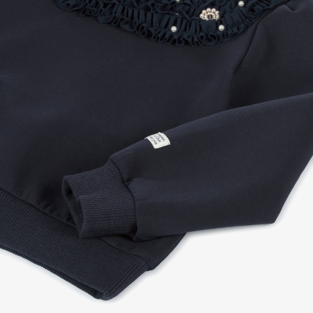 Le Chic-Girls Navy Ruffle Sweatshirt | Childrensalon Outlet