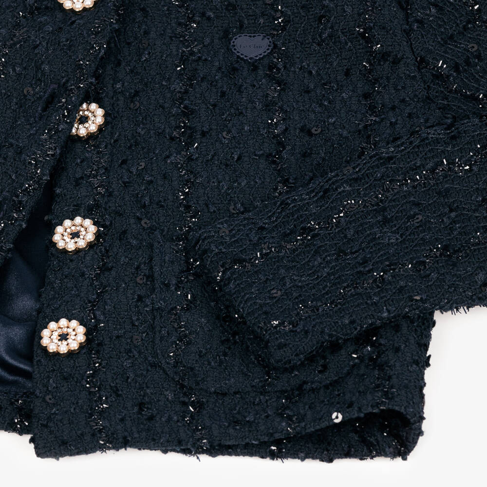 Le Chic-Girls Navy Sequin Jacket | Childrensalon Outlet