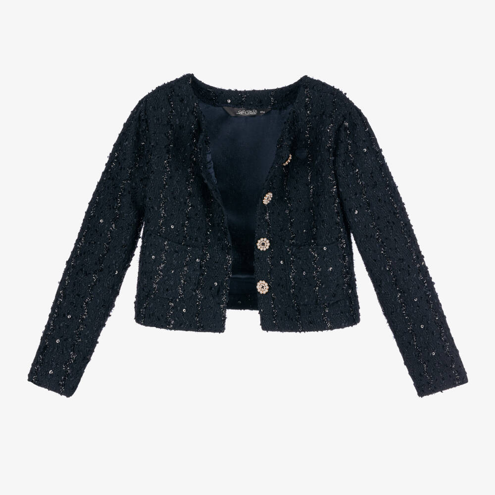 Le Chic-Girls Navy Sequin Jacket | Childrensalon Outlet
