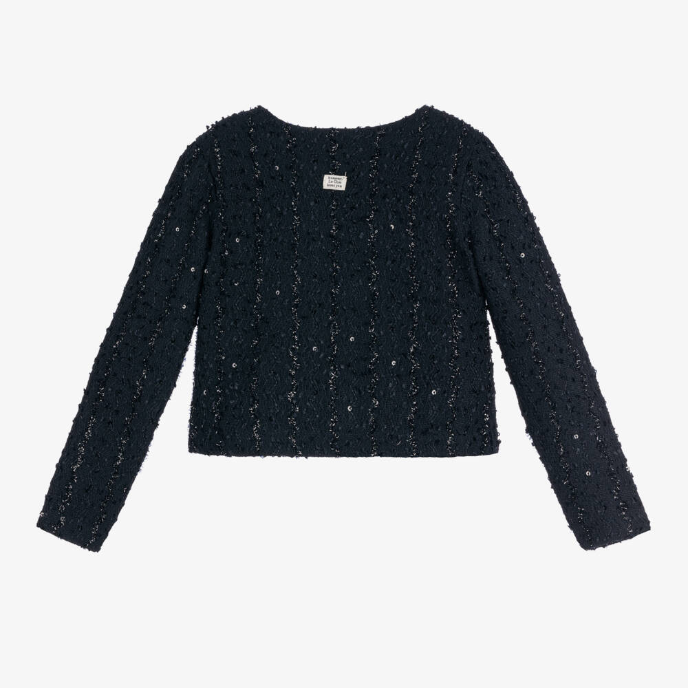 Le Chic-Girls Navy Sequin Jacket | Childrensalon Outlet