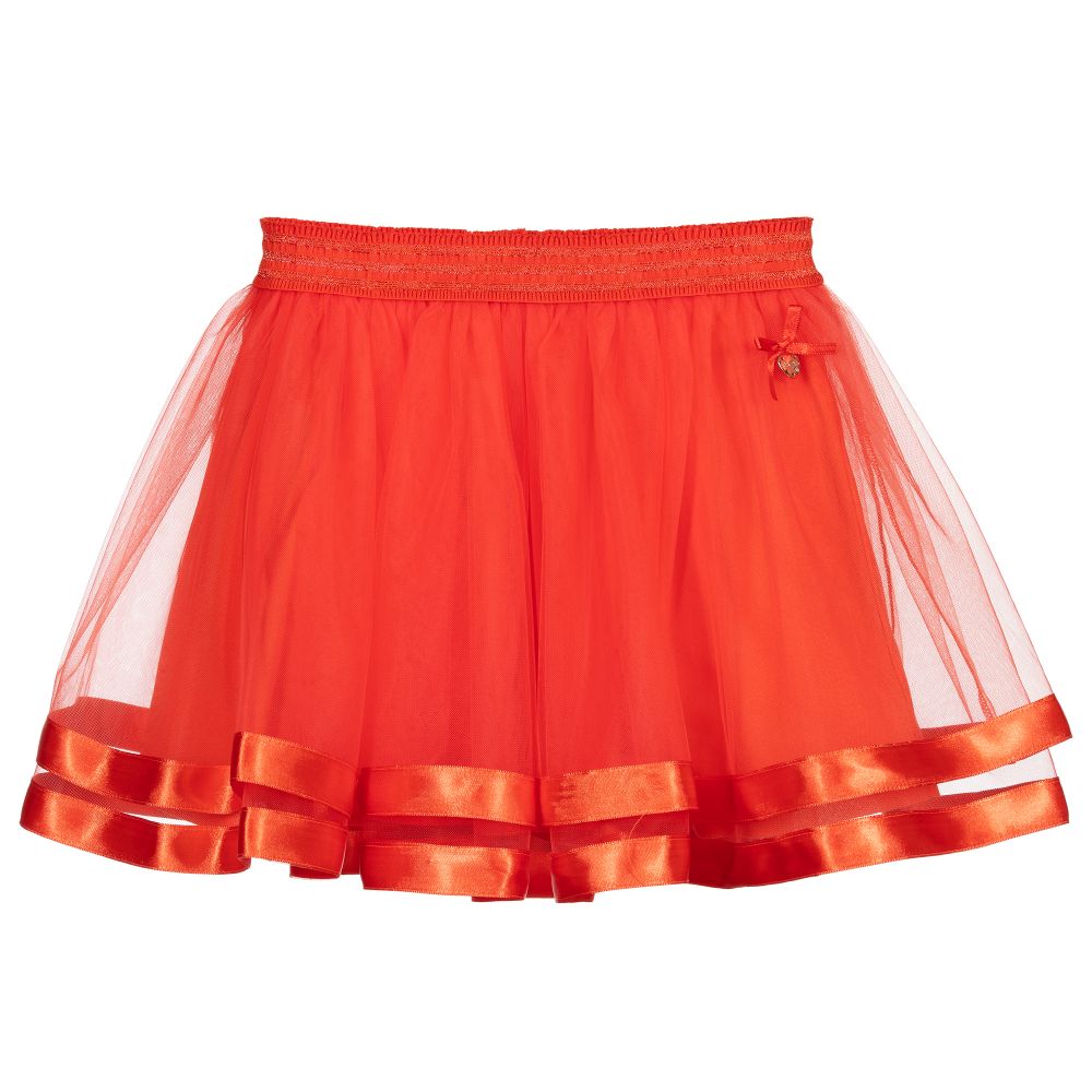 Le Chic - Girls Orange Tulle Skirt | Childrensalon