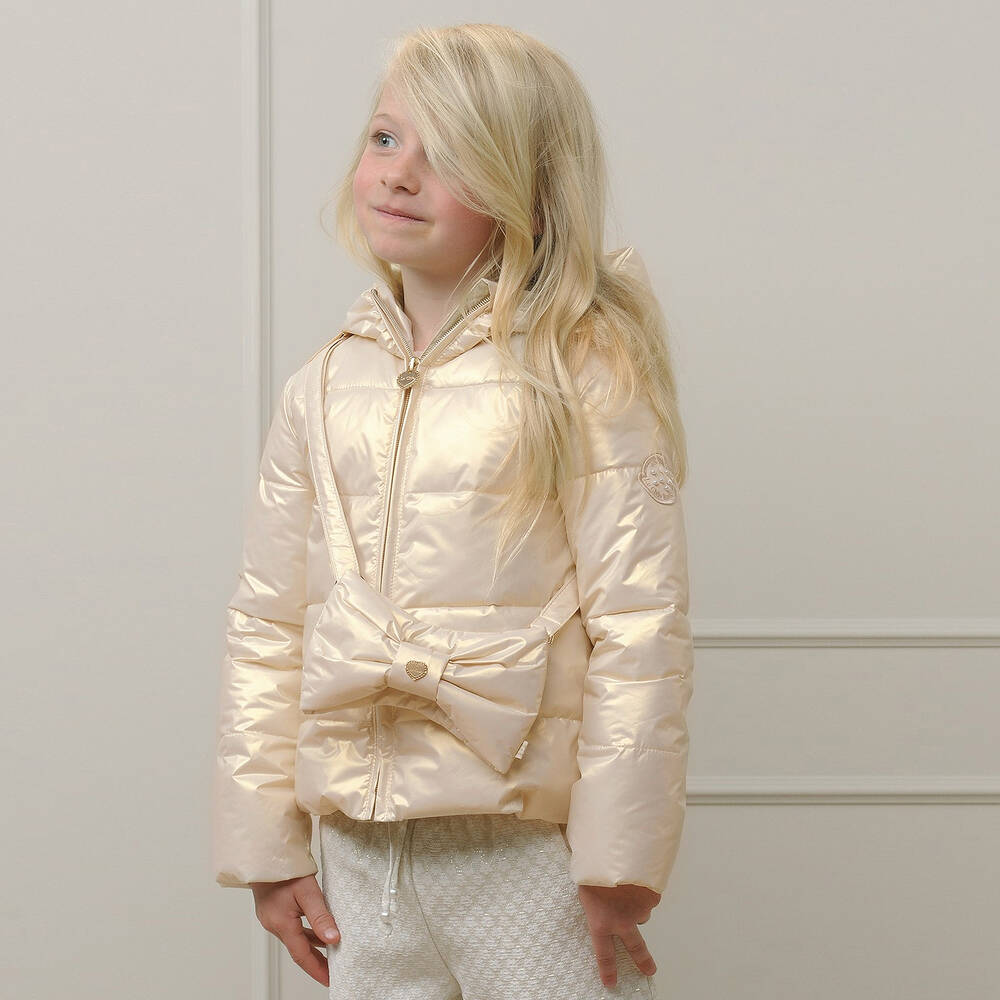 Girls gold puffer jacket outlet