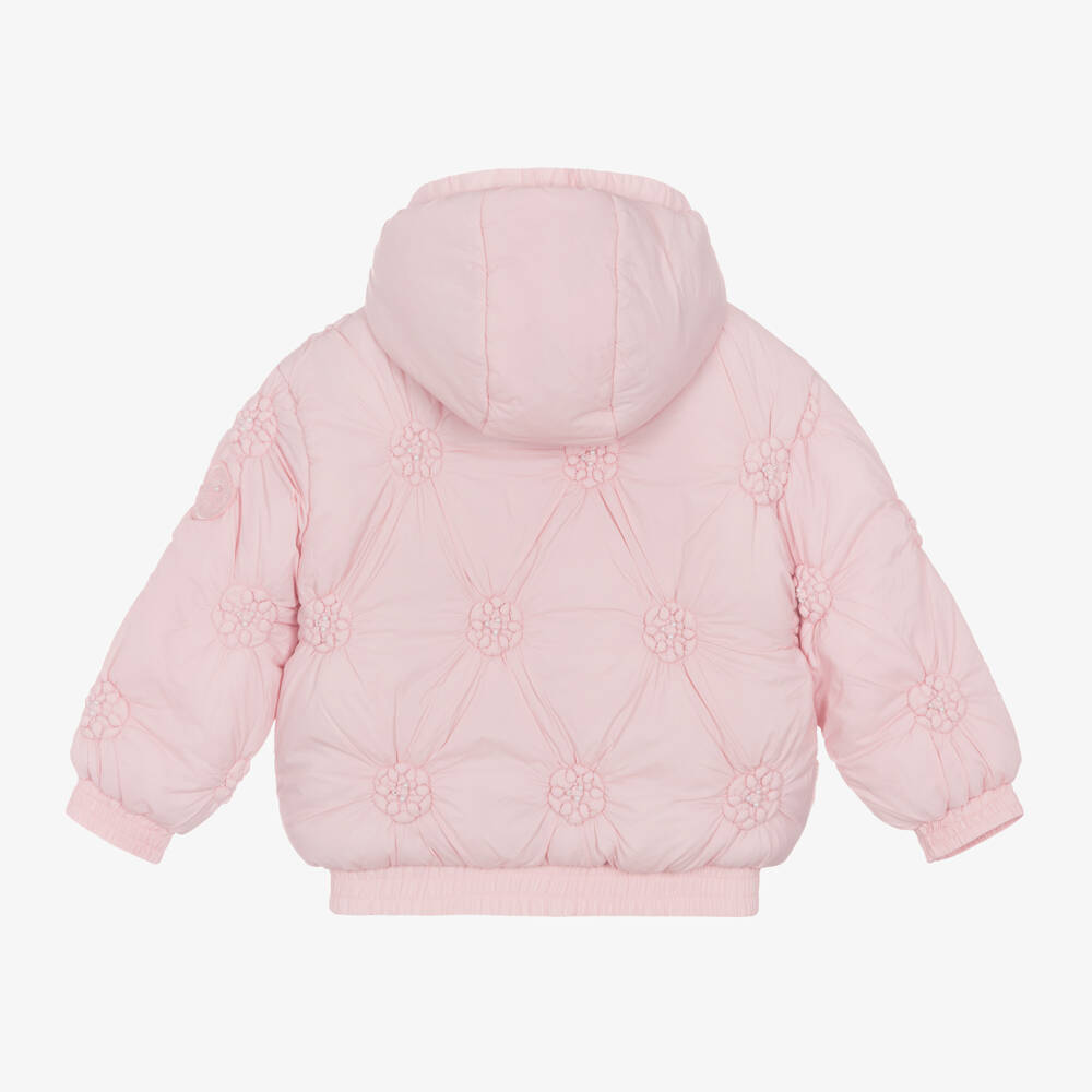 Le Chic-Girls Pale Pink Quilted Hooded Coat | Childrensalon Outlet