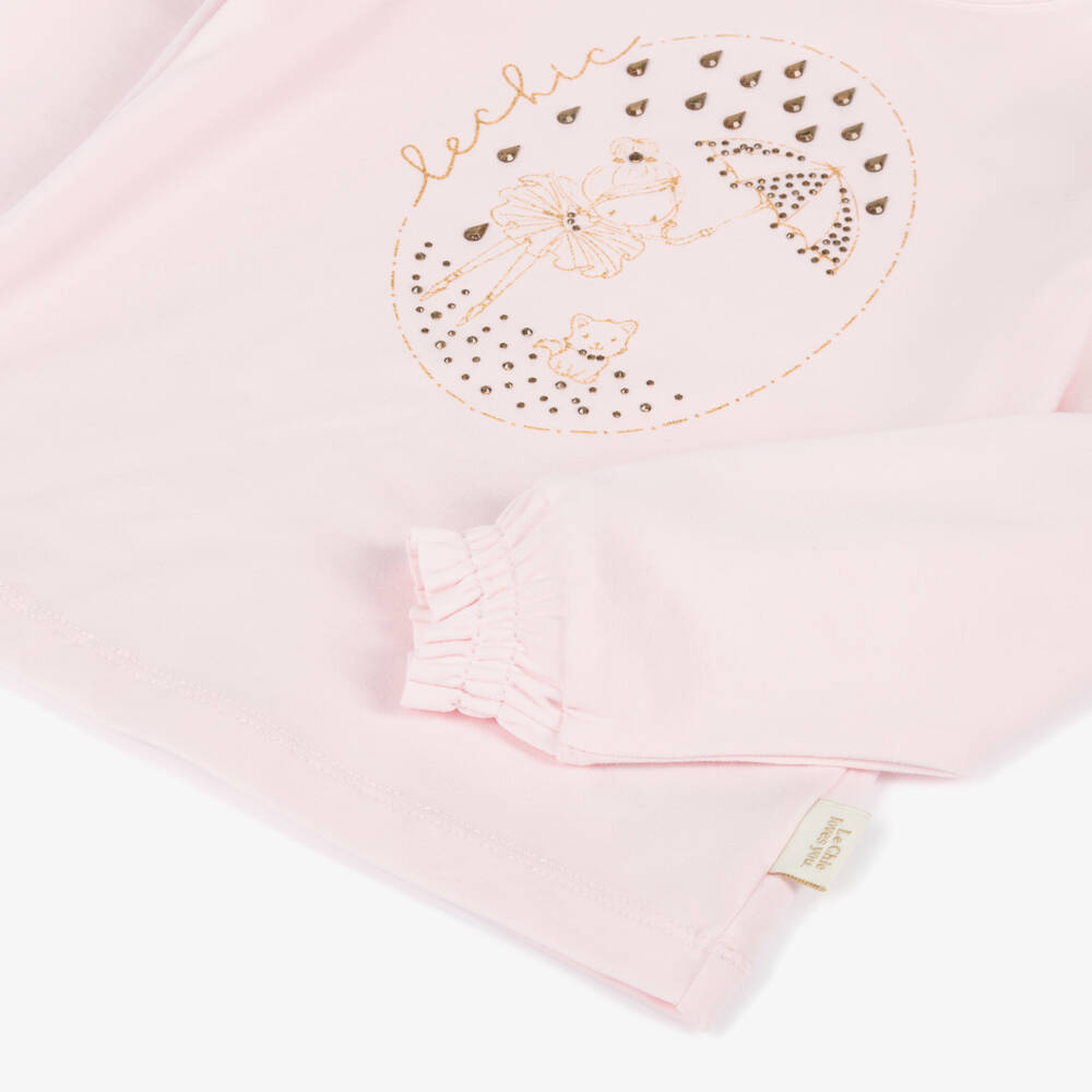 لو شيك-توب قطن لون زهري للبنات | Childrensalon Outlet