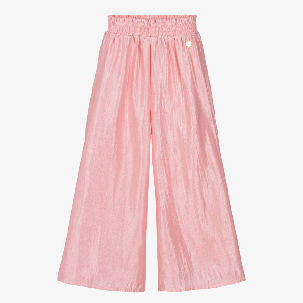 Le Chic-Girls Pastel Pink Satin Wide Leg Trousers | Childrensalon Outlet
