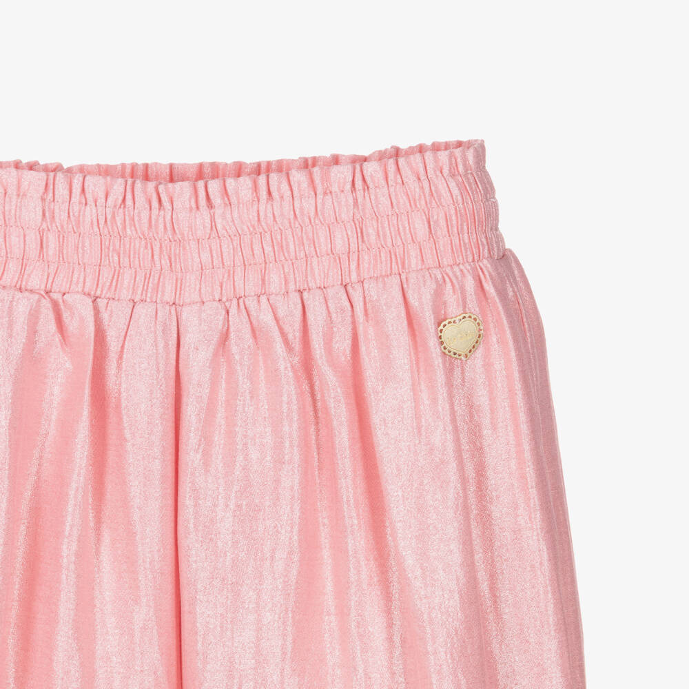 Le Chic-Girls Pastel Pink Satin Wide Leg Trousers | Childrensalon Outlet