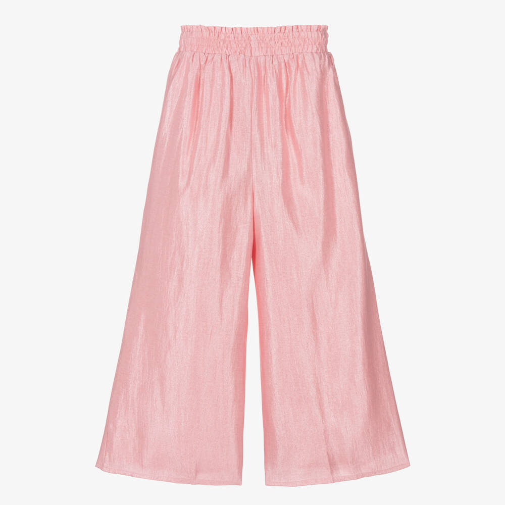 Le Chic-Girls Pastel Pink Satin Wide Leg Trousers | Childrensalon Outlet