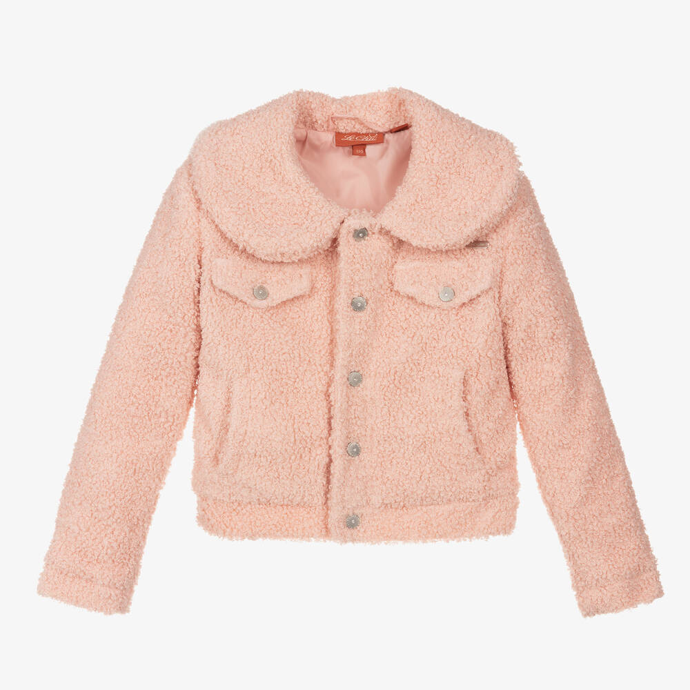 Le Chic - Blouson rose en tissu bouclé fille  | Childrensalon