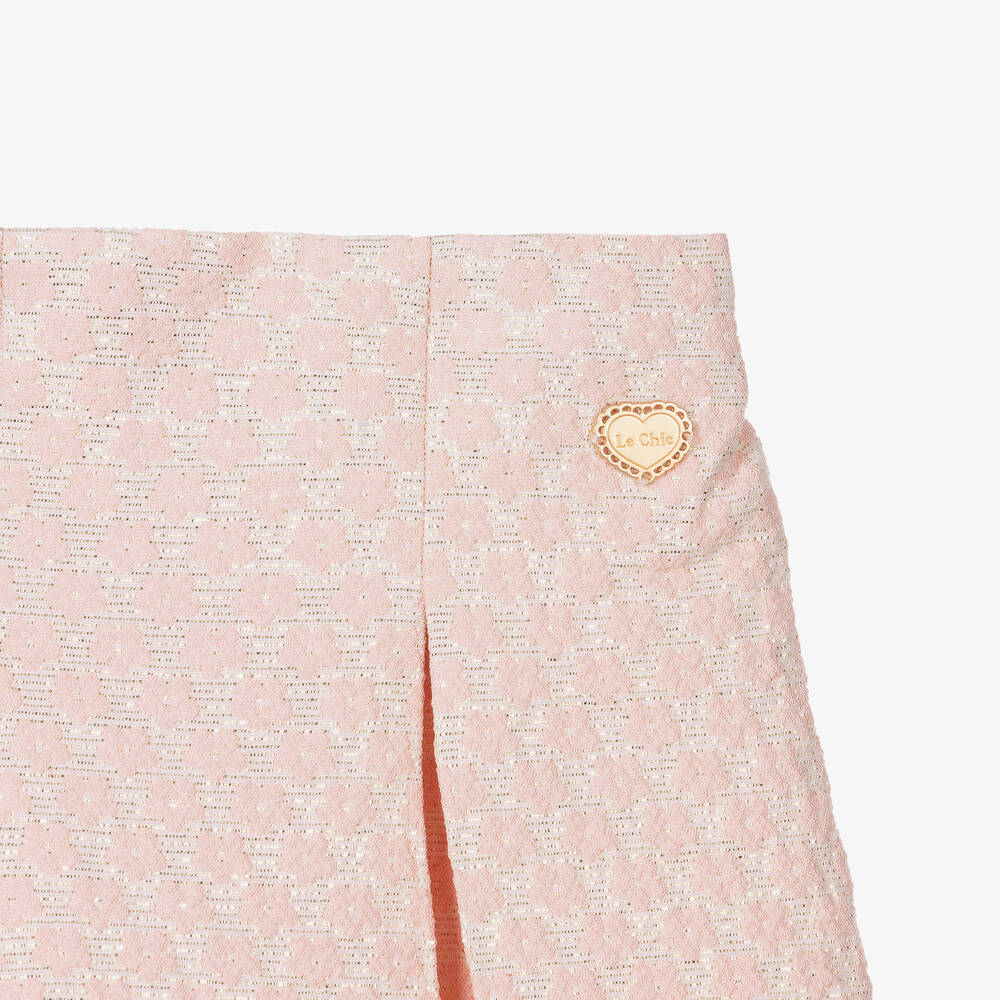 Le Chic-شورت بكسرات بروكاد لون زهري للبنات | Childrensalon Outlet