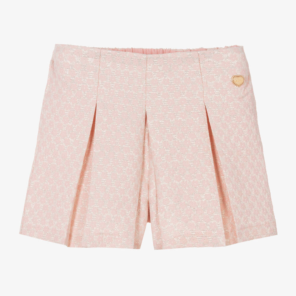 Le Chic-Girls Pink Brocade Pleated Shorts | Childrensalon Outlet