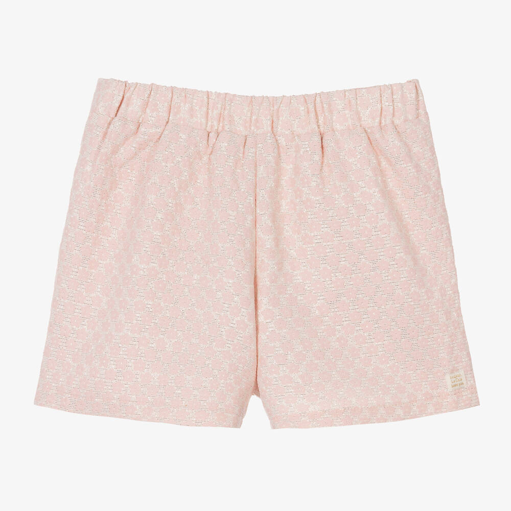 Le Chic-شورت بكسرات بروكاد لون زهري للبنات | Childrensalon Outlet