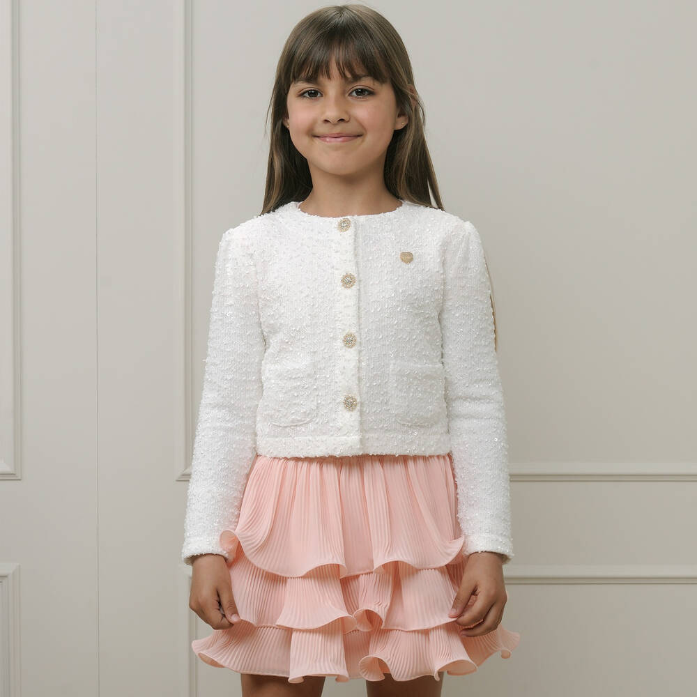 Le Chic-Girls Pink Chiffon Tiered Ruffle Skirt | Childrensalon Outlet