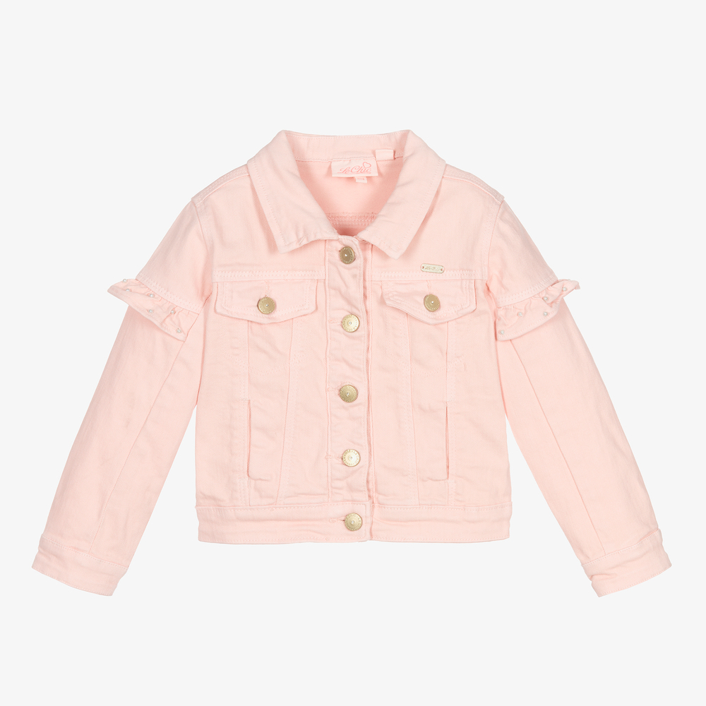 Le Chic - Girls Pink Denim Jacket | Childrensalon