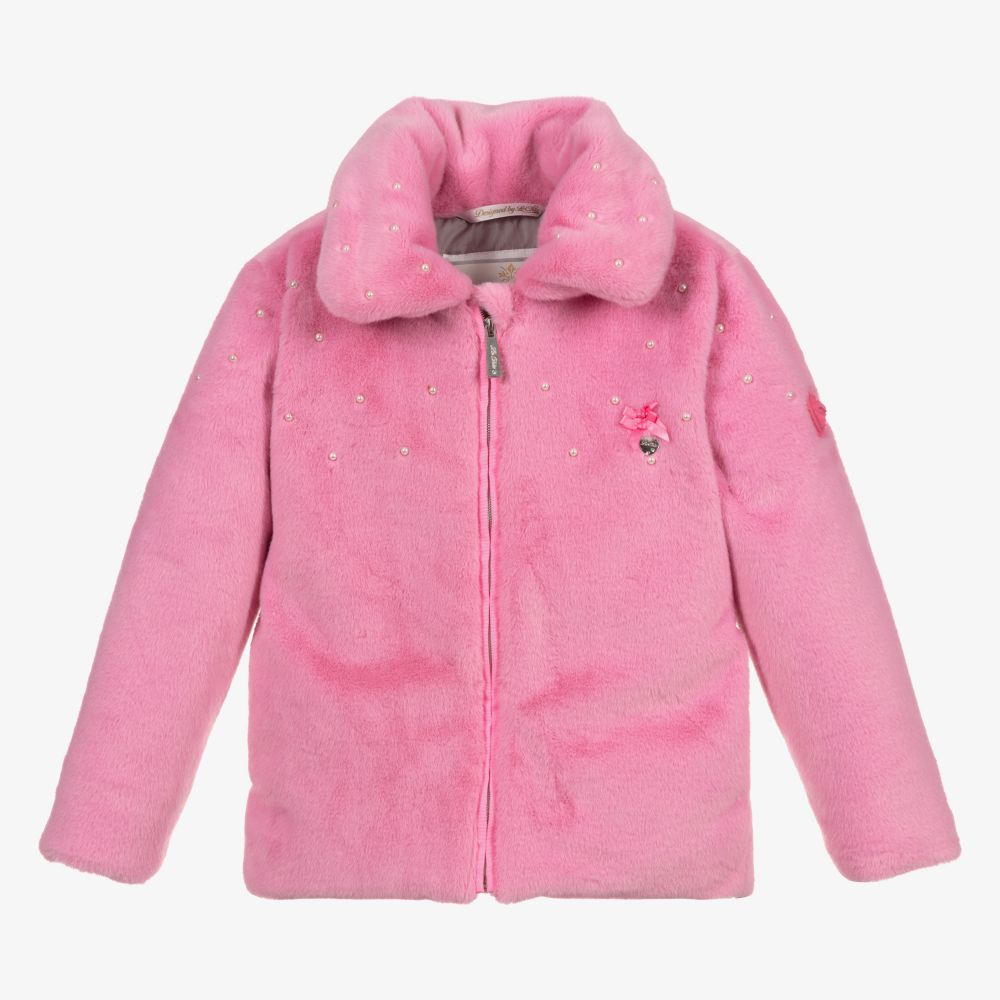 Le Chic - Veste rose en fausse fourrure Fille | Childrensalon