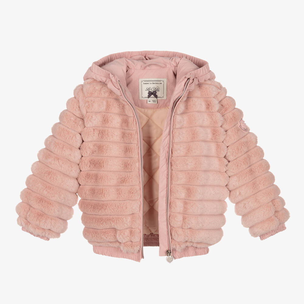 لو شيك-جاكيت فرو صناعي لون زهري للبنات | Childrensalon Outlet