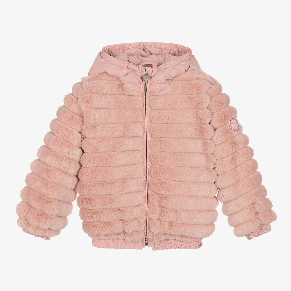 Le Chic - Girls Pink Faux Fur Jacket | Childrensalon