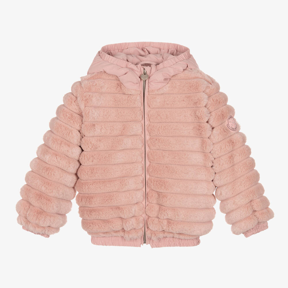 Le Chic Girls Pink Faux Fur Jacket Childrensalon Outlet