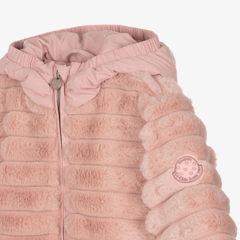 لو شيك-جاكيت فرو صناعي لون زهري للبنات | Childrensalon Outlet