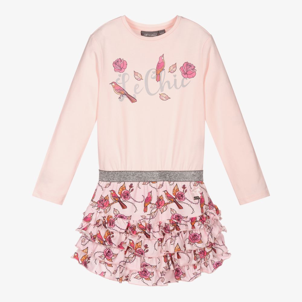 Le Chic - Rosa Baumwollkleid mit Blumen (M) | Childrensalon