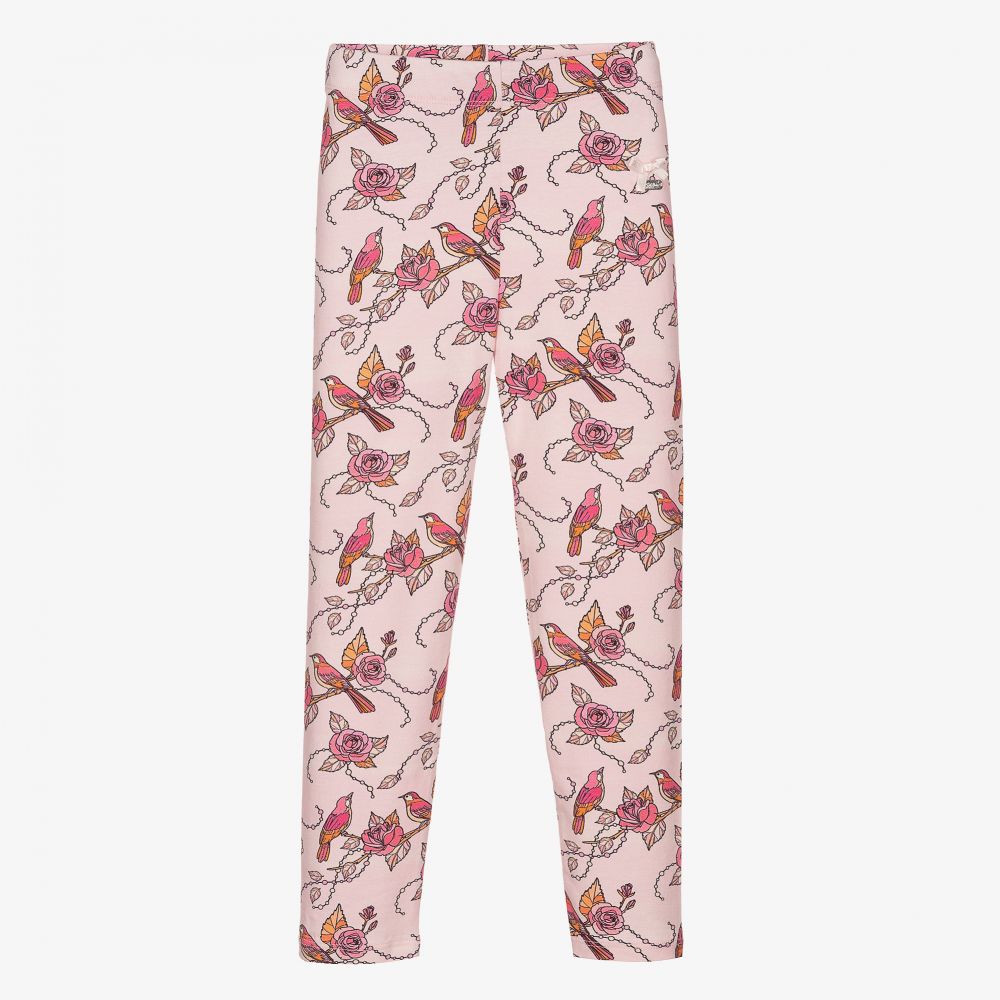 Le Chic - Girls Pink Floral Leggings | Childrensalon