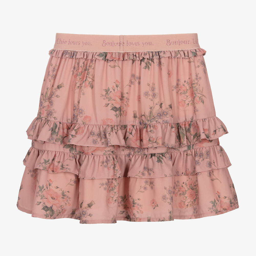 Le Chic-Girls Pink Floral Skirt | Childrensalon Outlet