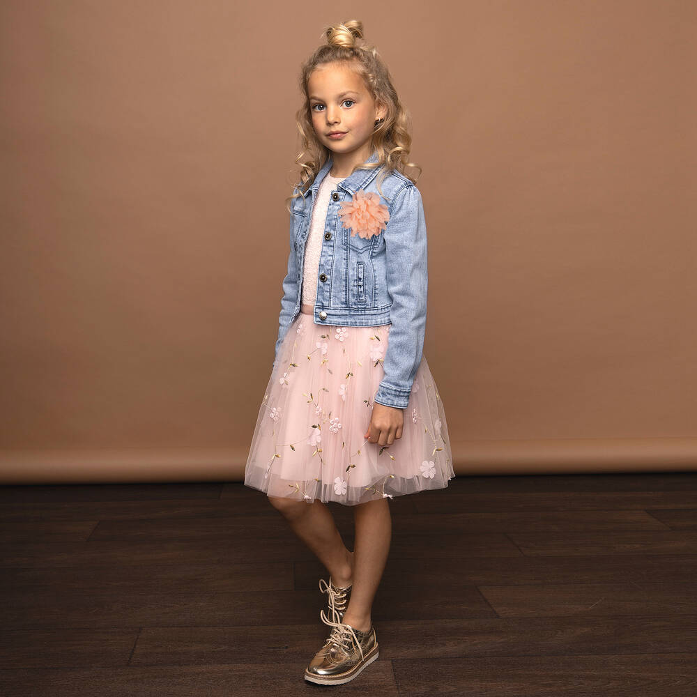 Le Chic-Розовая юбка из тюля с цветами для девочек | Childrensalon Outlet