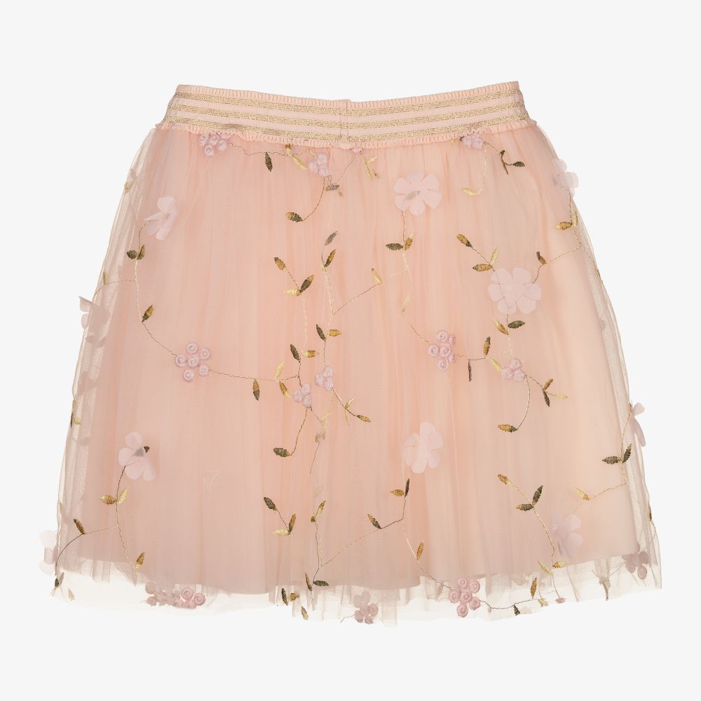 Le Chic-Розовая юбка из тюля с цветами для девочек | Childrensalon Outlet