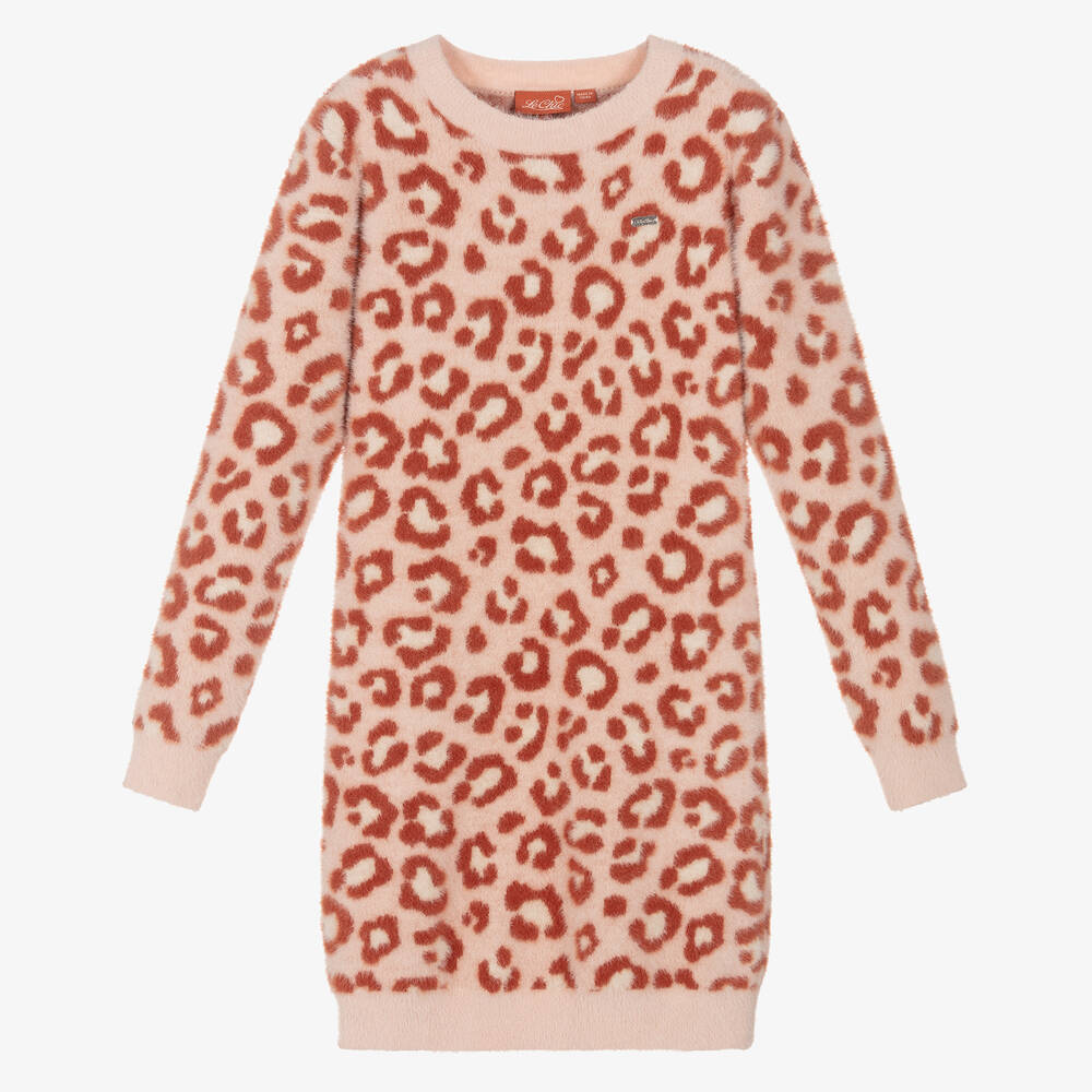 Le Chic-Girls Pink Fluffy Leopard Dress | Childrensalon Outlet