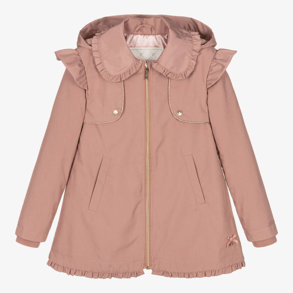 Le Chic - Manteau rose à volants fille | Childrensalon
