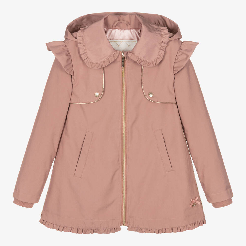 Le Chic - Girls Pink Frill Coat | Childrensalon