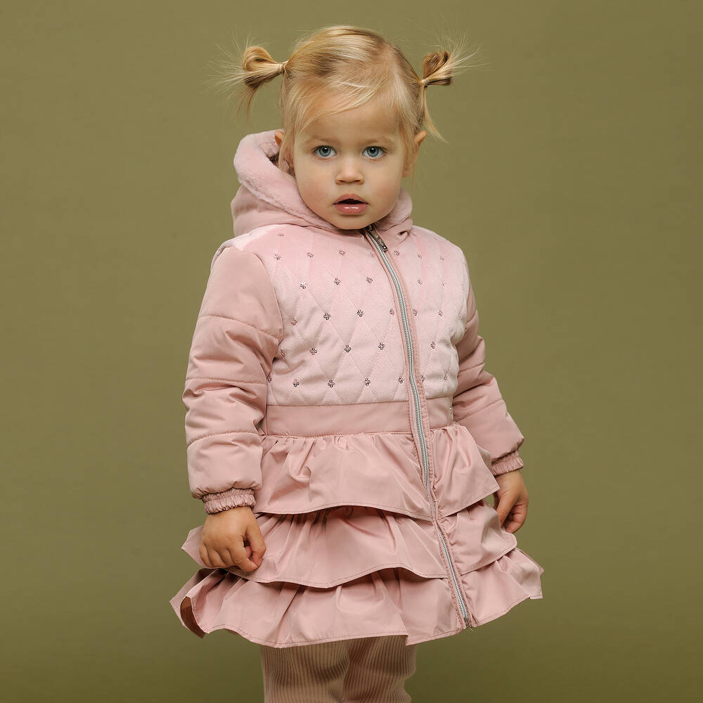 Le chic top pink ruffle coat