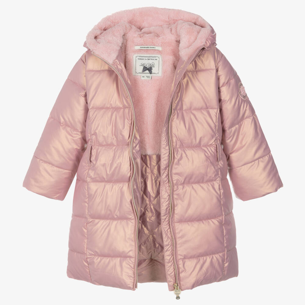 Le Chic Doudoune longue rose irise Fille Childrensalon Outlet