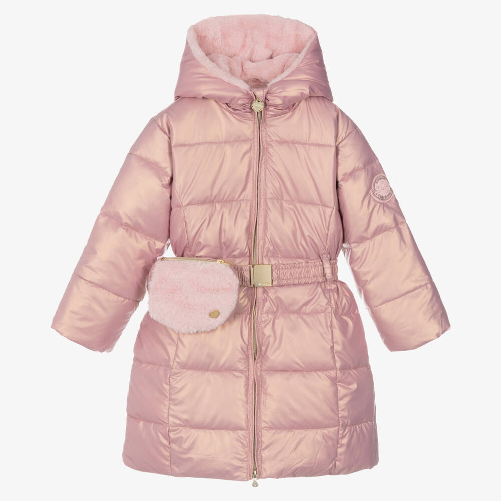 Le Chic - Girls Pink Iridescent Puffer Coat | Childrensalon