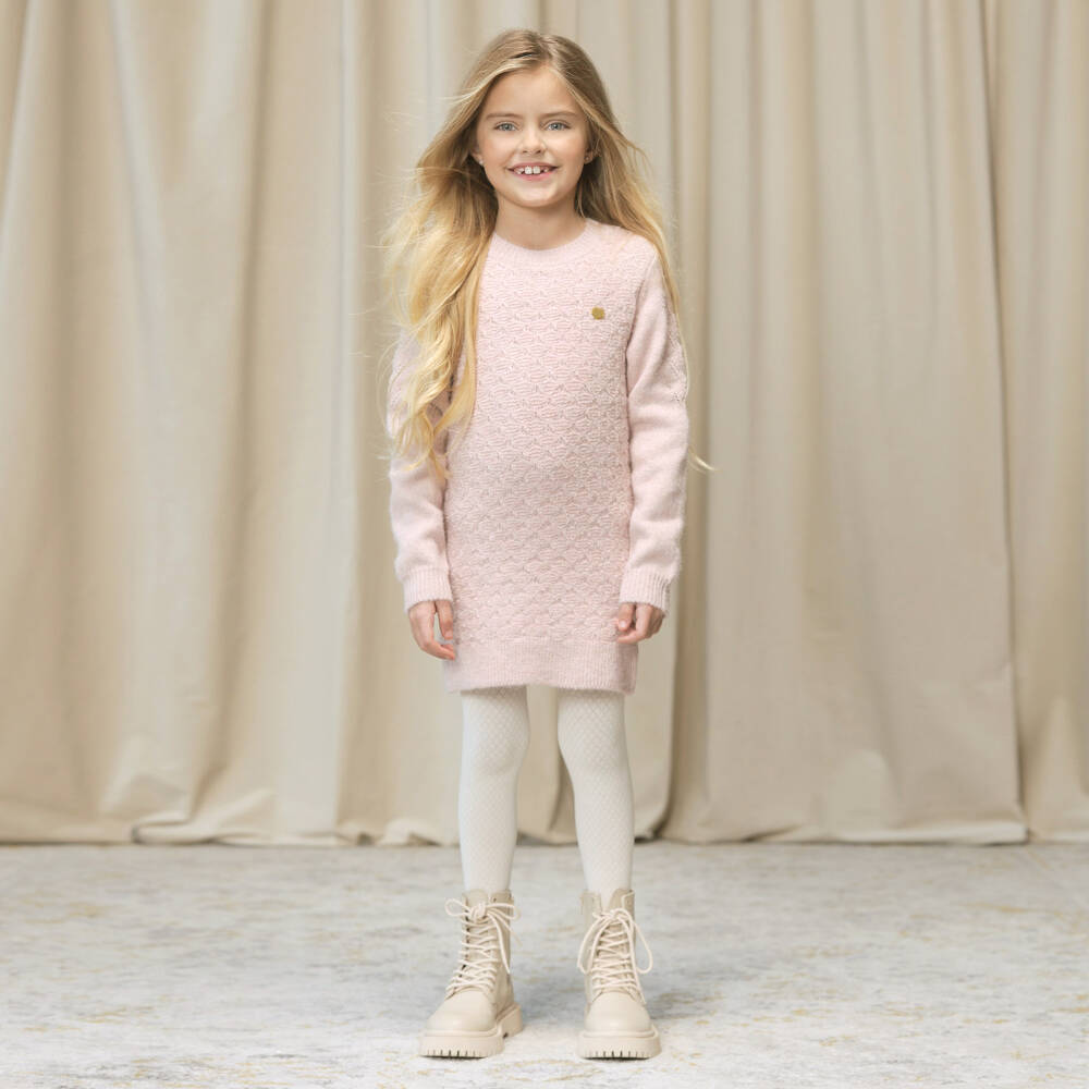 Le Chic-Girls Pink Knitted Sweater Dress | Childrensalon Outlet