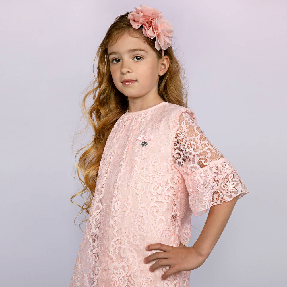 Le Chic-Girls Pink Lace Ruffle Dress | Childrensalon Outlet
