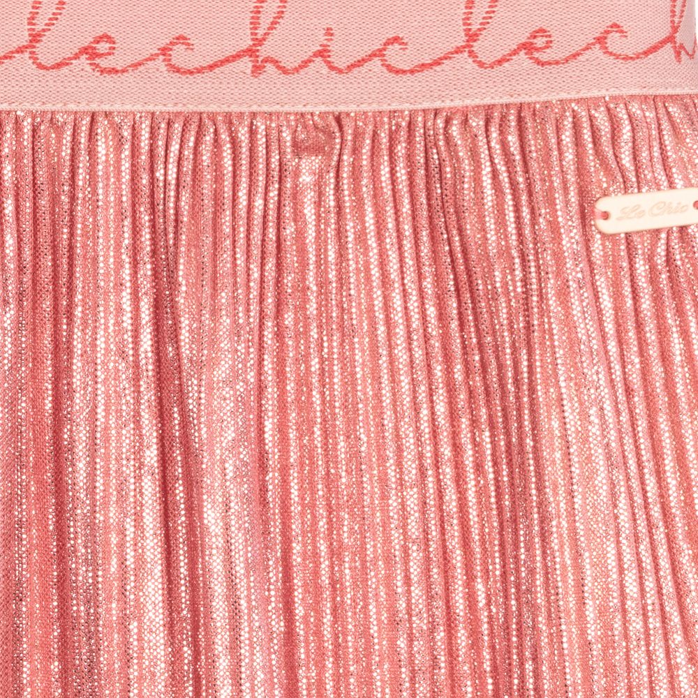 Le Chic-تنورة بكسرات لون زهري ميتاليك | Childrensalon Outlet