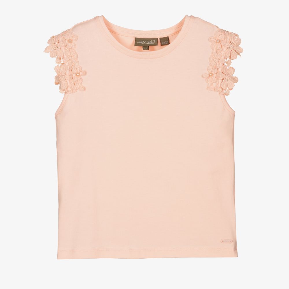 Le Chic - Girls Pink Organic Cotton Top | Childrensalon