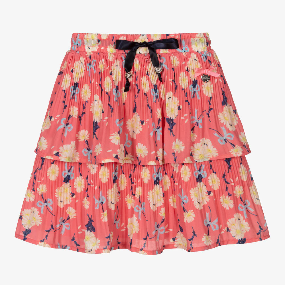 Le Chic - Girls Pink Pleated Chiffon Skirt | Childrensalon