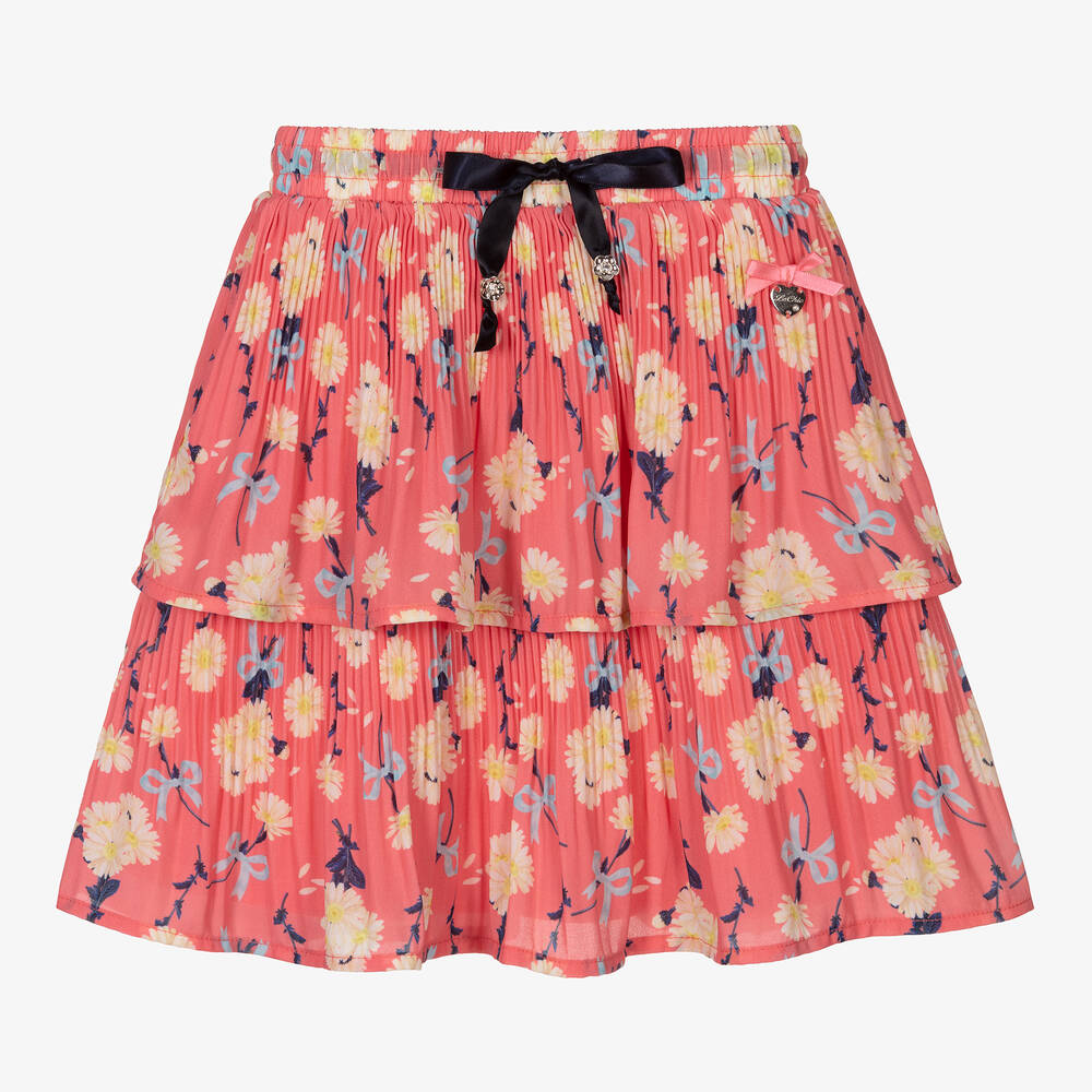 Le Chic-Girls Pink Pleated Chiffon Skirt | Childrensalon Outlet