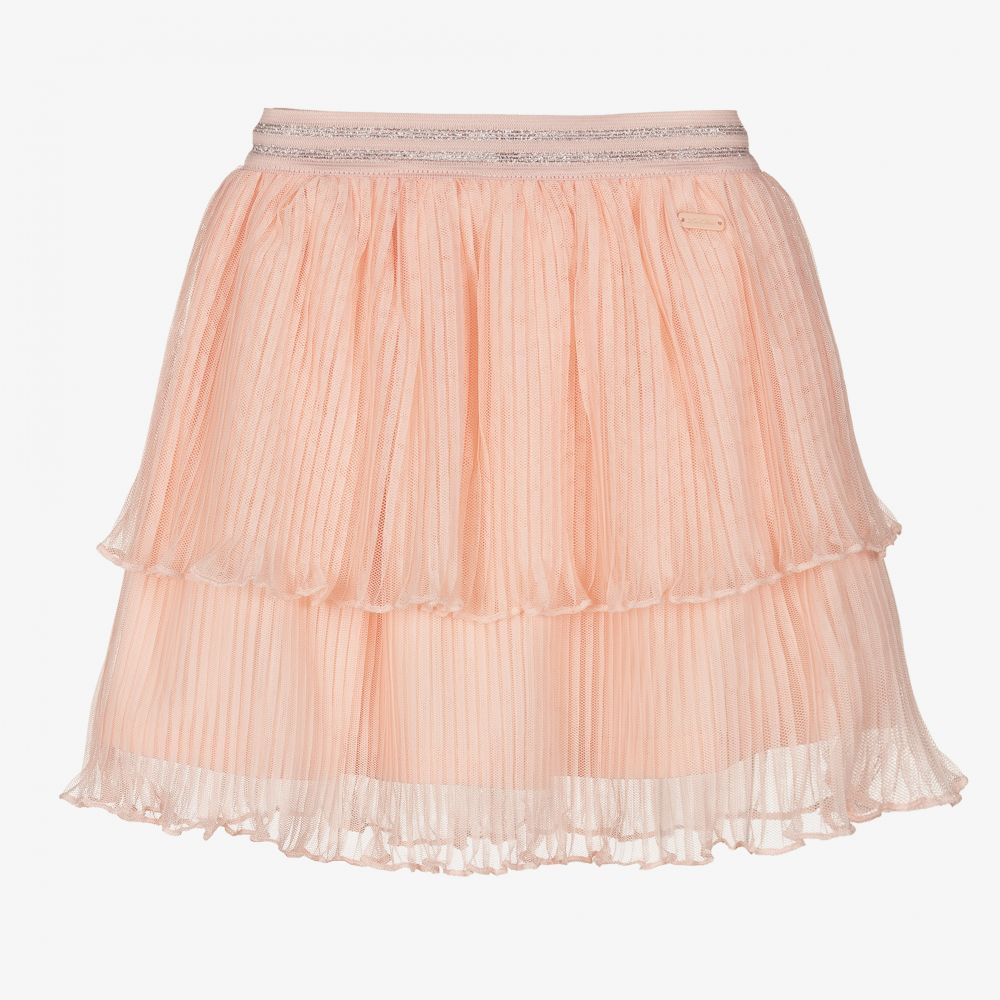 Le Chic - Girls Pink Pleated Tulle Skirt | Childrensalon