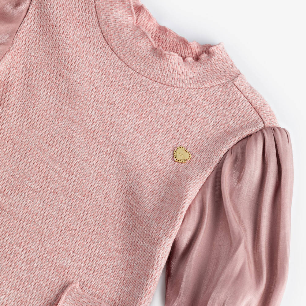 Le Chic-Girls Pink Puff Sleeve Knitted Top | Childrensalon Outlet
